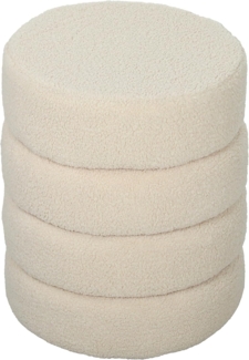 HOMCOM Fußhocker Sitzhocker mit Sitzkissen (Runder Polsterhocker, 1 St, Fußstütze), für Wohnzimmer, Schlafzimmer, Beige, Ø40 x 45 cm