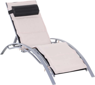 Outsunny Sonnenliege Gartenliege Gartenstuhl Relaxsessel Liegestuhl Alu verstellbar Cremeweiß 170 x 64 x 82 cm