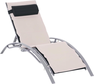 Outsunny Sonnenliege Gartenliege Gartenstuhl Relaxsessel Liegestuhl Alu verstellbar Cremeweiß 170 x 64 x 82 cm