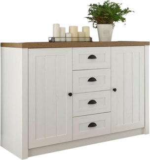 Sideboard Seyne in weiß Pinie und Eiche Landhaus 130 cm