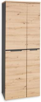 Büroschrank MEMPHIS Kommode Aktenschrank Graphit / Artisan Eiche Nb. ca. 75 x 197 x 38 cm