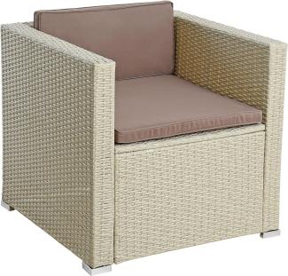 Polyrattan Loungesessel Gartensessel Rattan Sessel Gartenstuhl Rattanstuhl Beige