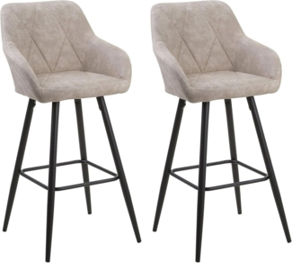 Beliani 'Darien' Barstuhl, 2er Set, Stoff, 103 x 54 x 50 cm, Beige