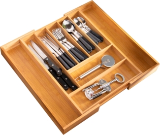 Besteckkasten ausziehbar / Bambus / ca. 33,7 - 50 x 44,7 cm Schubladeneinsatz Besteckeinsatz