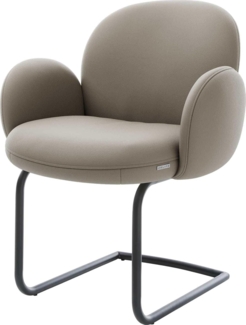 Freischwinger Nube-Flex mit Armlehnen Echt-Leder Schlamm Freischwinger rund Schwarz Taschenfederkern