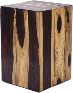 Beistelltisch aus Echtholz Holzhocker Natur Treibholz eckig Holzblock