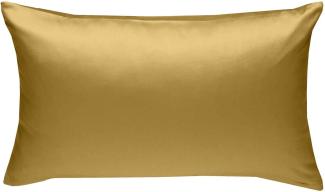 Bettwaesche-mit-Stil Mako-Satin / Baumwollsatin Bettwäsche uni / einfarbig gold Kissenbezug 50x70 cm
