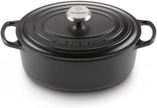 Le Creuset Bräter 'Signature' , Gusseisen , Oval, für alle Herdarten und Induktion geeignet, Schwarz, 33,0 cm