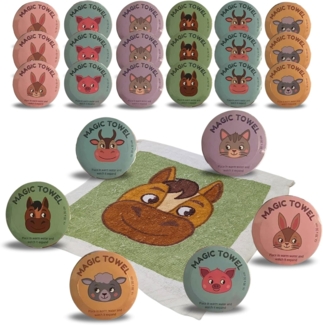Bada Bing Handtuch Set Magisches Handtuch Kinder Zauberhandtuch Bauernhof Tiere Waschlappen, (24-St), 100% Baumwolle, Zauberhandtuch