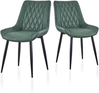 TUKAILAI Esszimmerstühle 2er Set aus Kunstleder, Küchenstühle mit Rückenlehne,weichen Kissen,Metallbeine, Ergonomische Sessel, Moderne Stühle für Küche,Esszimmer,Wohnzimmer,Empfangsraum, Grün