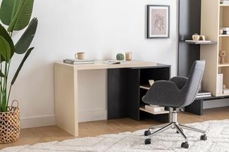 Stylish Study Desk, 120 x 60 x 73.6 cm, Beige & Anthracite | 100% Melamine Coated Particle Board, 18 mm Thick | Perfect for Home Office & Study