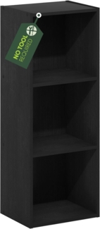 Furinno Pasir Bücherregal mit 3 Ebenen, ohne Werkzeug, offenes Regal, Holz, Blackwood, 3-Tier