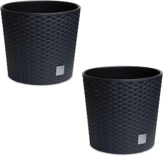 2 x Blumentopf Rattan 2 x Ø 25 cm anthrazit