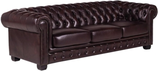 Vente-unique - Chesterfield Ledersofa 4-Sitzer - Büffelleder - Rotbraun - BRENTON
