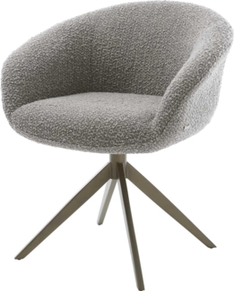 Drehstuhl Vinka-Flex mit Armlehnen Bouclé Silbergrau Kreuzgestell breit Effektfinish Titan 360° drehbar Wippfunktion Taschenfederkern