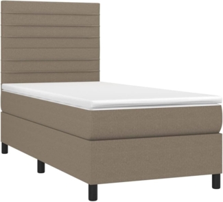 vidaXL Boxspringbett mit Matratze Taupe 100x200 cm Stoff 3141837