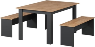 Esstisch Set Sentio Anthrazit 140 x 90 cm mit 2 Bänken Vicco