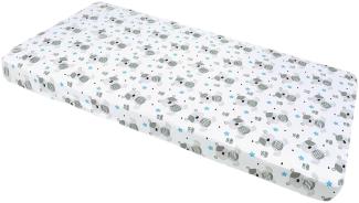 Spannbettlaken Spannbetttuch 60x120cm 100% Baumwolle Baby Bettwäsche Medi Partners Babymatratze schlafsack Kinderbett Babybett (Teddybär mit hellblauen)