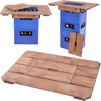 Modo24 Gartentisch Tischaufsatz, Getränkekasten, Tragbare Tischplatte, In- & Outdoor, (Wetterfest, Bierkasten Stehtisch, Holztisch Stehtisch), Biertisch, Bistrotisch, Partytisch, Abmessungen 78x53 cm, 3 Farben
