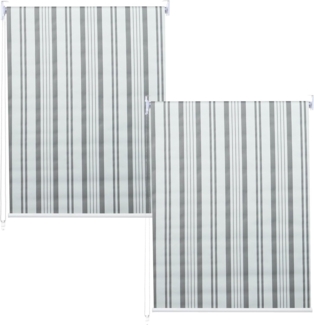 2er-Set Rollo HWC-D52, Fensterrollo Seitenzugrollo Jalousie, 100x160cm Sonnenschutz blickdicht ~ grau/weiß