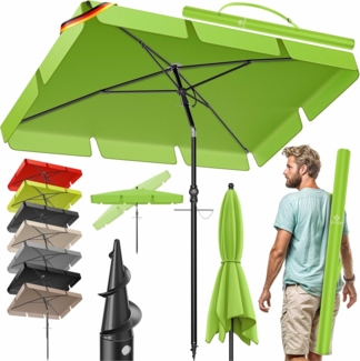 KESSER® Sonnenschirm Rechteckig Inkl. 2in1 Abdeckung & Transporttasche Gartenschirm Terrassenschirm | Schirm 200 × 125cm für Balkon Garten & Terrasse | Neigungswinkel und Höhe verstellbar Grün