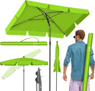 KESSER® Sonnenschirm Rechteckig Inkl. 2in1 Abdeckung & Transporttasche Gartenschirm Terrassenschirm | Schirm 200 × 125cm für Balkon Garten & Terrasse | Neigungswinkel und Höhe verstellbar Grün