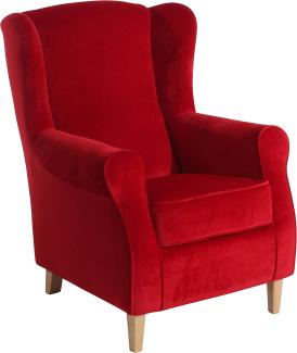 Lorris Ohrenbackensessel Samtvelours Rot Buche Natur