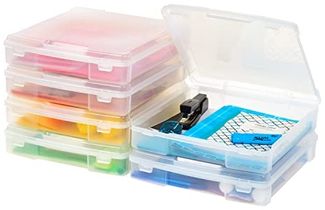 Iris Ohyama, Tragbare Aufbewahrungsbox mit Deckel flach, Schreibtisch Organizer, Transparent, 10L, 6er-Set, Dokumenten Aufbewahrung, Dokumenten Organizer, Für Dokumentenbox, BPA Frei, SBC-350