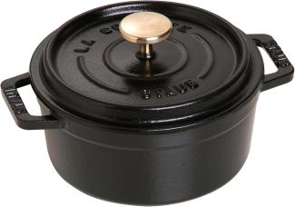 STAUB Gusseisen Mini Cocotte, Rund 12 cm, 0,25 L, Aromaregen Funktion, Für alle Herdarten geeignet, Schwarz