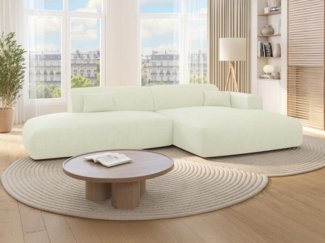 Vente-unique - Ecksofa - Ecke rechts - offenes Ende - Strukturstoff - Off-White - POGNI von Maison Céphy