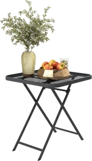 Outsunny Gartentisch mit Ausschnitt-Design (Stahl Klapptisch, 1-St, klappbar Balkontisch), 70 x70 cm, für Garten, Terrasse, Balkon, Schwarz