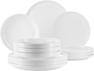 Modernes Teller Set fr 4 Personen in robuster Gastronomie-Qualitt, 12-teiliges Tafelservice in skandinavischem Design