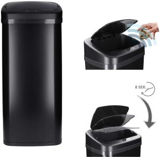 TP Sensor Mülleimer aus Edelstahl, Abfallbehälter für Küche, automatischer Deckel, eckig, in schwarz 30 Liter