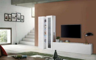 Dmora - Ausgestattete Wand Dimitri, 3-türiges TV-Ständer-Wohnzimmerset, Mehrzweck-Wohnzimmermöbel mit Vitrine und LED-Licht, 100% Made in Italy, 280 x 30 x 180 cm, glänzendes Weiß,