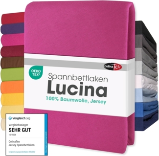 CelinaTex Jersey Spannbettlaken Lucina 90x200-100x200 cm pink 100% Baumwolle gekämmt bis 26cm Matratzenhöhe Spannbettbezug, Leintuch, Bettlaken, elastisch, Strech, Oeko-Tex