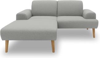 DOMO Collection Salinas Ecksofa mit Federkern, kleines Federkernsofa mit Holzfüßen und schwebender Optik, Sofa, Couch, Eckcouch, Silber, 217 x 176 cm