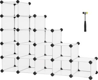 Songmics Ineinandergreifendes Schuhregal, rechteckiger Aufbewahrungs-Organizer, modulares DIY-Aufbewahrungsregal mit 15