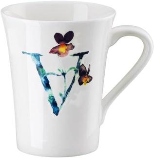 Hutschenreuther Flower Alphabet Becher mit Henkel - V, Bone China, Viola, 400 ml, 02048-727401-15505