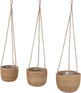 Spetebo Übertopf Seegras Blumenampel natur - 3er Set (Packung, 1 tlg), Geflochtene Boho Chic Blumentöpfe