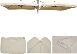 Sonnenschirmbezug T44, 8 Streben 3x3m Polyester, Ersatz-Bezug für Doppel-Ampelschirm T44 ~ creme mit Flap