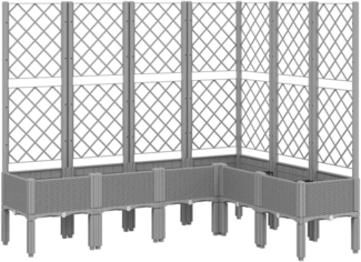 vidaXL Pflanzkübel mit Rankgitter Hellgrau 160x120x142 cm PP 367937