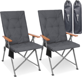 HOMECALL Campingstuhl Faltbar Hochlehner Luxus Klappstuhl mit 4,5cm Dicke Gepolstert (150kg Belastbar mit 3 Positionen Verstellbar Angelstuhl, 2 St), für Garten Balkon Wohnmobil