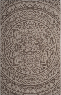 SAFAVIEH Zeitgenössische Teppich für Wohnzimmer, Esszimmer, Schlafzimmer - Courtyard Collection, Kurzer Flor, Hellbeige und Hellbraun, 160 X 231 cm