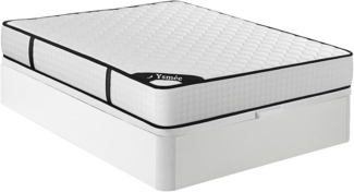 Vente-unique - Bett-Set 160x200 cm, Bettkasten weiß + Matratze 7-Zonen-Taschenfederkern & Memory-Schaum, Höhe 22 cm - LUREAN von YSMÉE