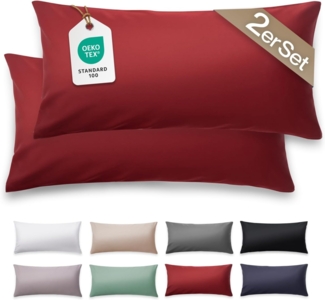 Blumtal Kissenbezüge Premium Mako Satin Kissenbezug, superweich aus 100% Baumwolle, (2 Stück), OEKO-TEX zertifiziert – Glanzoptik & farblich passender Reißverschluss