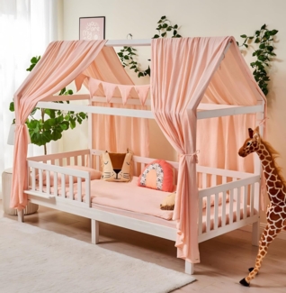 ALAVYA HOME® Hausbett 80x160 cm Cloud mit Matratze ohne Schubladen, inklusive Buchablage Rausfallschutz und Lattenrost, Liegefläche 160x80 cm FSC zertifizierter, für Mädchen und Jungen