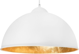 'Cetina' Hängeleuchte Weiß und Gold Metall Halbkugel Industrie Look für Wohn- Schlaf- und Esszimmer