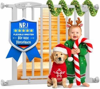 KIDIZ® Türschutzgitter Absperrgitter Treppengitter Kindergitter | Gitter Haustier | ohne Bohren | beidseitig schwenkbar, Farbe: Grau, Größe: 102-115 cm