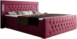 Boxspringbett Elegance mit LED, USB und Stauraum 140x200 Rot H2