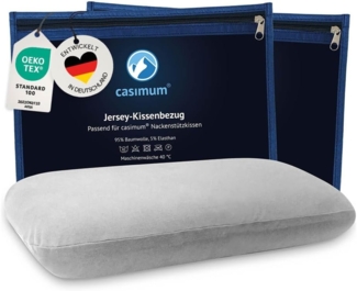 casimum Kissenbezug Comfort GRAU, Passend für Nackenstützkissen 70x40 cm, Doppelpack (2 Stk).
